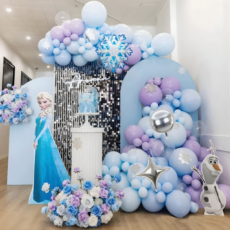 1st Birthday Boy Frozen Theme Decoration with Shimmer Backdrop