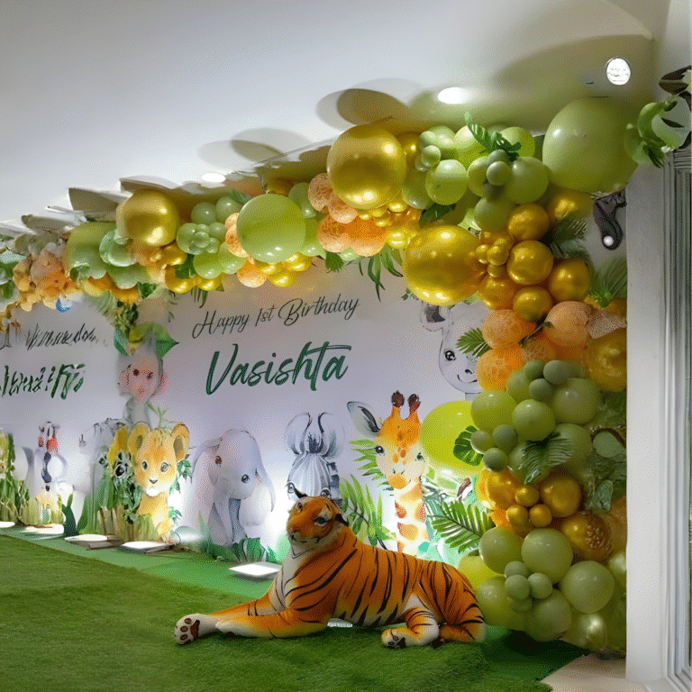 1st Birthday Boy Jungle Theme Backdrop Decoration