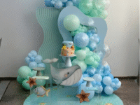 1st Birthday Boy Aqua Theme Decoration with Fish Cutouts