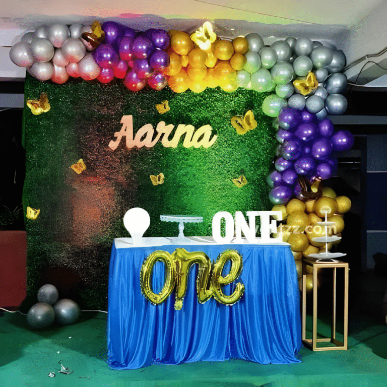 1st Birthday Boy Green Grass Theme Decoration with Butterfly Cutouts