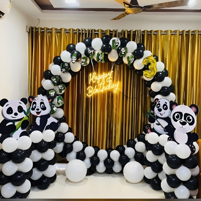 1st Birthday Boy Panda Theme Ring Decoration with Neon Sign