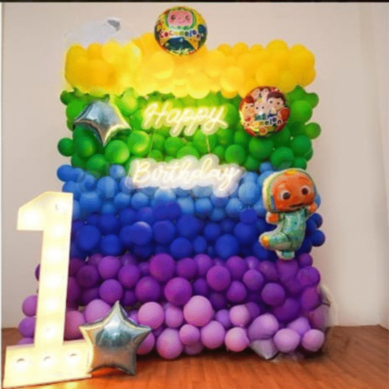 1st Birthday Boy Cocomelon Rainbow Theme Decoration with LED Number