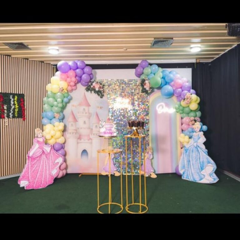 1st Birthday Boy Princess Theme Decoration with Silver Shimmer Backdrop