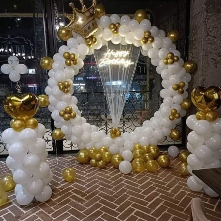 1st Birthday Boy Golden & White Ring Decoration with Heart Foils