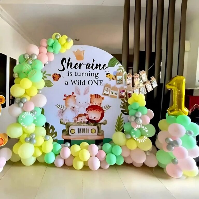 1st Birthday Boy Wild One Theme Decoration with Round Backdrop