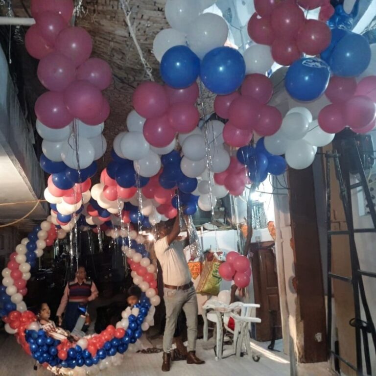 Birthday Balloon Passage Decoration with Ceiling & Side Arch Setup