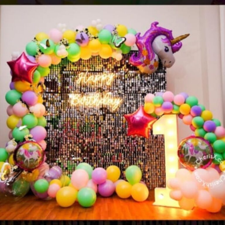 Birthday Frame Decoration with Shimmer & Balloon Styling