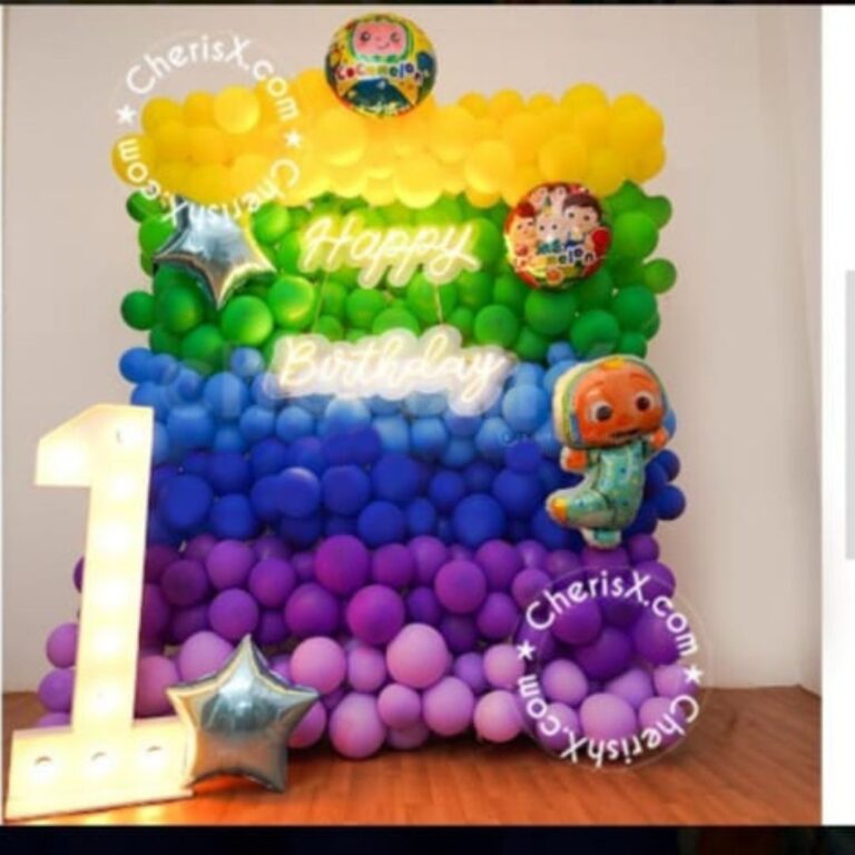 1st Birthday Boy Cocomelon Rainbow Theme Decoration with LED Number