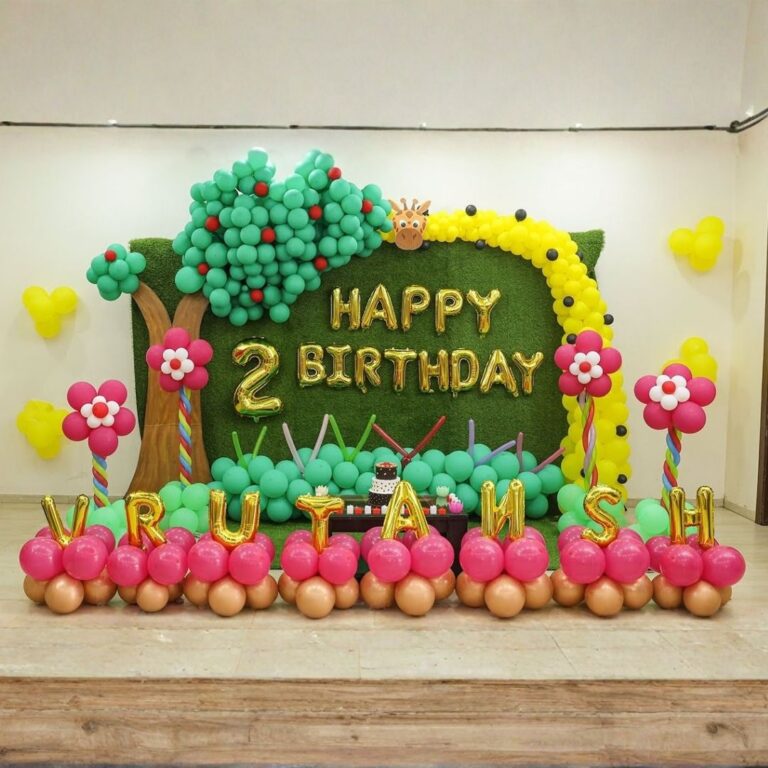 1st Birthday Boy Stage Decoration with Name Foils