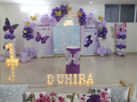 1st Birthday Boy Purple Butterfly Theme Decoration with Shimmer Backdrop