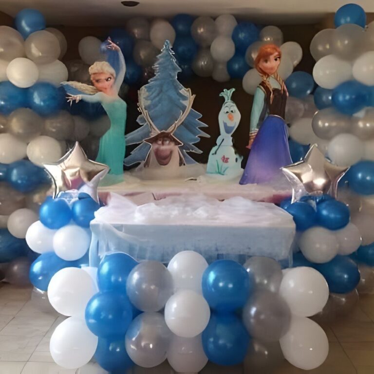 Frozen Theme Birthday Decoration with Balloon Table Setup