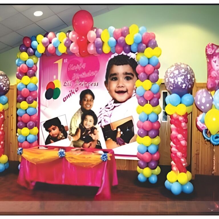 Birthday Flex Frame Decoration with Balloon Pillars