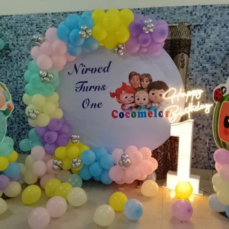 1st Birthday Boy Cocomelon Theme Ring Decoration with LED Number