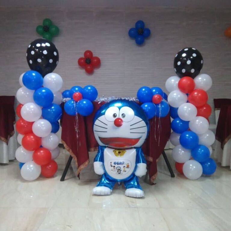 Birthday Table Decoration with Doraemon Theme Balloons