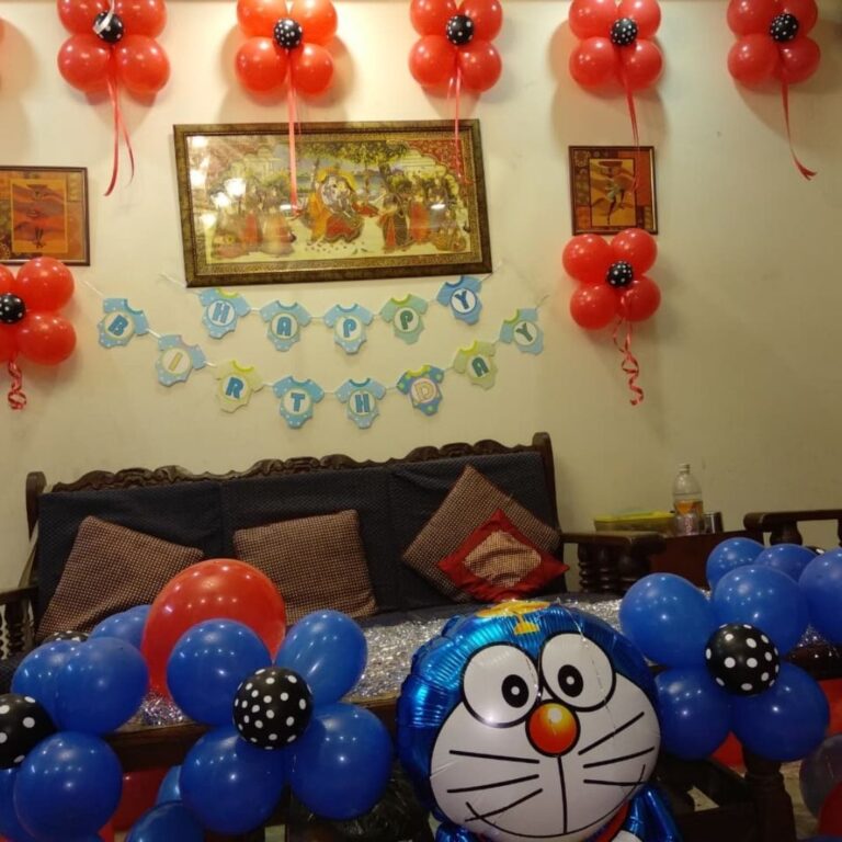 Birthday Room Decoration with Doraemon Theme Balloons