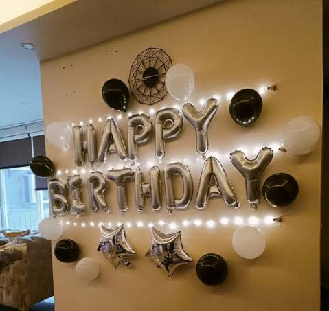 1st Birthday Boy Silver Foil Decoration with Fairy Lights